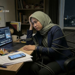 Ilustrasi seseorang terjebak dalam kebiasaan buruk yang menghambat kesuksesan dan perkembangan hidup