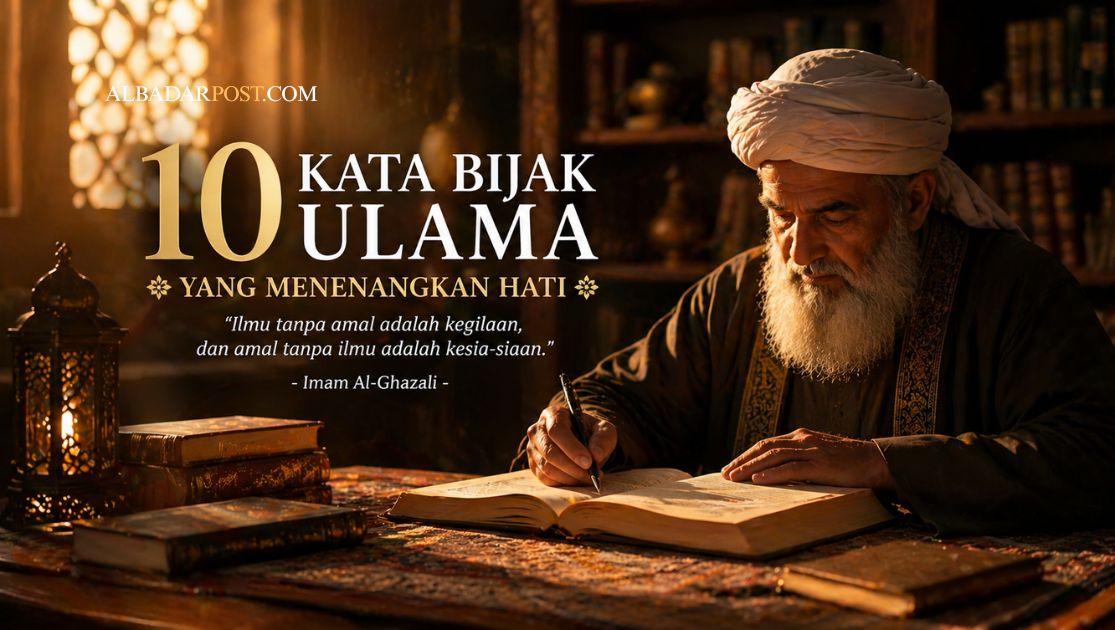 Kumpulan kata bijak ulama dan nasihat Islami yang menenangkan hati tentang kehidupan, sabar, dan keikhlasan.