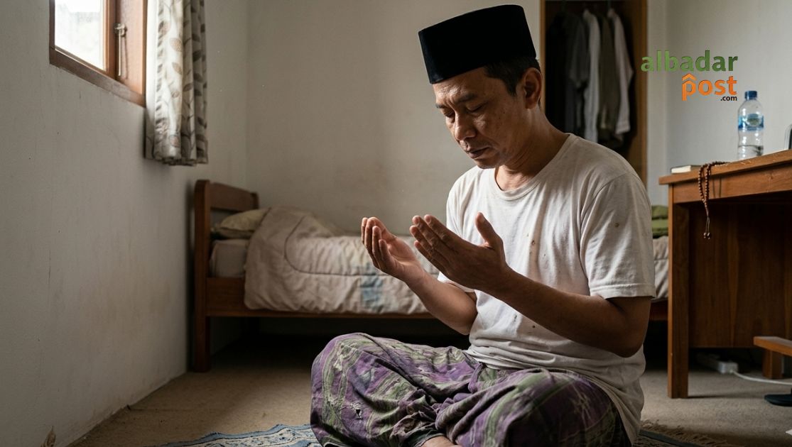 Ilustrasi seorang ayah sedang berdoa.