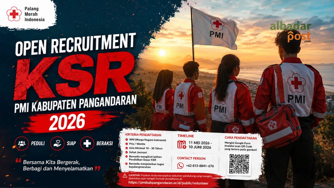 Peserta muda mengikuti kegiatan relawan KSR PMI Pangandaran dalam pelatihan kepalangmerahan tahun 2026.
