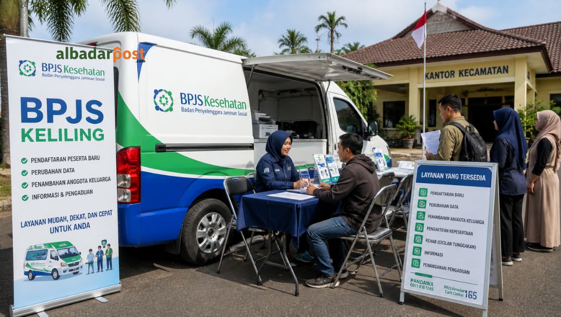 Mobil layanan BPJS Keliling Tasikmalaya melayani masyarakat untuk pendaftaran dan perubahan data JKN di kantor kecamatan