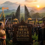 Suasana budaya Sunda dalam peringatan Hari Tatar Sunda di Jawa Barat sebagai simbol pelestarian identitas dan warisan leluhur.
