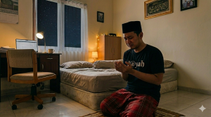 Ilustrasi seorang muslim berdoa memohon kemudahan urusan dan kelancaran hidup sesuai ajaran Islam