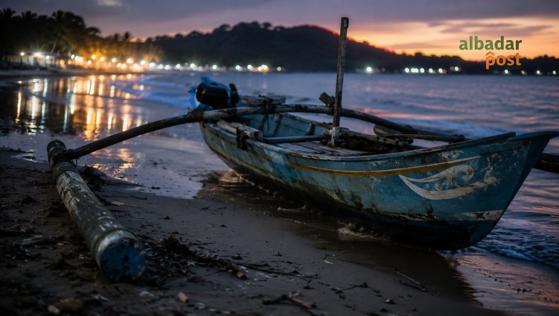 perahu terdampar Pangandaran